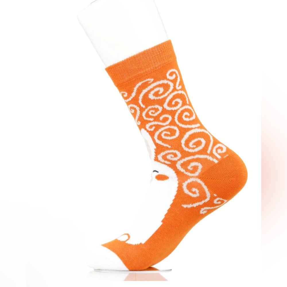 3/$15 Orange Bunny Swirl Socks | Big Shoe Size 41-46 | Easter Spring Gift Unisex - Picture 5 of 10